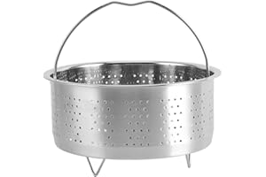 PSSOPP Kosz parowy ze stali nierdzewnej, praktyczny, okrągły, szybko nagrzewający się wkład do gotowania ryżu, stojak do gotowania na parze, do warzyw, ryb, mięsa, żywności dla niemowląt (20 cm)