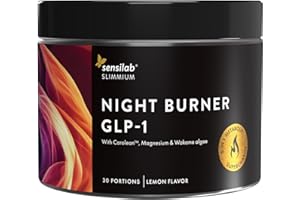 SLIMJOY Night Burn GLP-1 - Supporto per sonno profondo e perdita di peso con Carolean, Inulina in polvere, Alga Wakame, Magnesio, Tè verde, Cromo -135 g, Slimmium Sensilab
