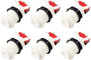 EG STARTS 6x Americano Estilo Estándar Botones Arcade Switches conmutables tipo Happ de 30mm Terminales de 187 "(4.8 mm) Jamma Mame Kit (Blanco)