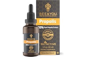 BEE & YOU BEE&You Propolis Liquid Extract Drops, 20% Propolis, 30ml, Immune Support, Sore Throat Relief, Allergy Relief, Respiratory Support, Antioxidants, Keto, Paleo, Gluten-Free