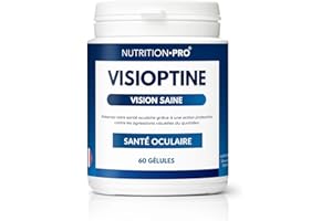 NUTRITION-PRO Visioptine – 60 Gélules • Lutéine, Zéaxanthine, Myrtille, Zinc, Vitamines C & E • Protection Oculaire & Vision • Anti-Lumière Bleue, Fatigue Oculaire, Vision Nocturne • Complément Oculaire Premium
