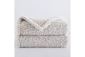 HORIMOTE HOME Ultra Soft Cozy Fleece Sherpa Throw Blanket, 2 Tones Ombre Light Brown Pattern Reversible, Light Weight Warm Decorative Boho Style Throw Blanket Cover for Sofa, Couch, Bedroom,Travel, 127x152cm