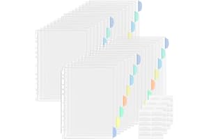 Vakki 32 Unidades Fundas Plastico Transparente A4 con índice colorido, Fundas Transparentes Formato DIN, Portafolios Plastico, Se pueden utilizar como separadores para carpetas