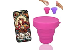 FEMINATURAL Esterilizador Copa Menstrual. Vaso Esterilizador Copa Menstrual y Disco Menstrual, Para Esterilizar en Microondas Silicona Tamaño Grande- 200 ml-, Hervidor para Copas Menstruales Plegable. (Rosa)