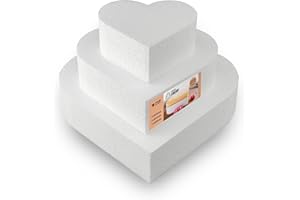 MCE-Commerce Juego de Tartas de poliestireno con Forma de corazón, 3 Pisos, 5 cm, 10 cm, 15 cm, 20 cm de Altura, Blanco, 20x20x15cm