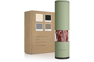 LARS NYSØM Ręczny młynek do chili z regulowanym ceramicznym mechanizmem mielącym, od grubego do drobnego, designerski młynek do przypraw (Sage Green)