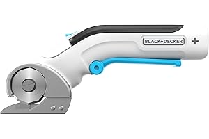 BLACK+DECKER 3.6V Universalschneider Akku (kabellos, Rotationsschneider für präzise Schnitte in Stoff, Papier, Pappe, Kunststoff, mit selbstschärfender Klinge, inklusive USB-C Ladekabel) Weiß/Blau