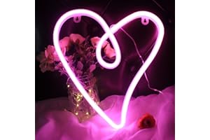 DAKABUKA Love Heart Neon Signs LED Heart Shape Night Lights for Wall Decor USB or Battery Signs for Bedroom Birthday Party Valentines' Day Christmas Living Room Kids Wedding Girls Decoration(Pink)