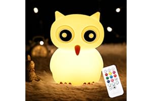 CHWARES Night Light for Kids, Owl Nursery Night Lights with Remote, 7 Color Kawaii Lamp, Room Decor, USB Rechargeable, Cute Lamp Gifts for Baby, Children, Toddlers, Teen Girls