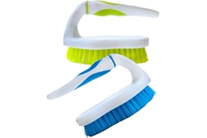 IB KOOT Scrubbing Brush Heavy Duty Hand Scrubber with Stiff Hand Scrub Deck Brush and Stiff Bassine Bristles - Ideal Floor Brush Decking Home Care & Cleaning Colour green white - blue white Random color 1Pack