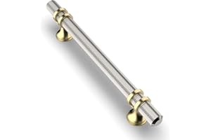 Coinkoly 10 Pack Brushed Satin Nickel and Gold Cabinet Pulls 128MM Hole Centers Kitchen Cabinet Handles Knurled Drawer Pulls Kitchen Cupboard Handles UK0002