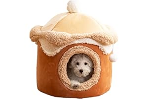 YXTHOGNYX Cat Beds for Indoor,Cat Cave Bed Igloo，Cat Tent Bed House with Removable Cushion，Half Surrounded Sense of Security for Improved Sleep and Relaxation (Brown, L)