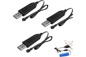 MEKEET 3PCS RC USB Battery Charger with SM-2P Connector Plug 3.7V Battery Charger Cable USB Compatible 3.7V USB Charger Cable for Nicd/Nimh/Lipo Batteries with Led Indicator for RC Car Child Toy Car
