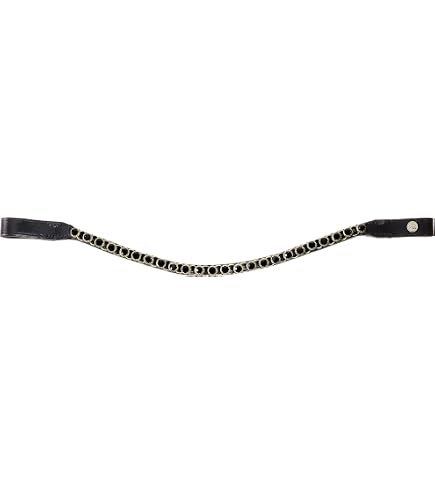 Glitzer-Stirnriemen Für Pferde – V-Form Mit 5 Reihen Steine, Braunes Leder, 40,6 Cm