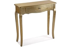 VERSA Cagliari Consolle Ingresso, Tavolo Consolle, Tavolino Ingresso, Tavolo Salotto, con 1 cassetto, Misure (A x L x l) 80 x 30 x 80 cm, Legno, Colore Dorato