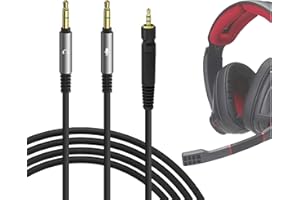 GEEKRIA Audiokabel kompatibel mit Sennheiser Game One, Game Zero, PC 373D, GSP 500, GSP 600 Kopfhörern, Dual 3,5 mm Y-Splitter-Adapter auf 2,5 mm Ersatz-Stereokabel (5,6 Fuß/1,7 m)