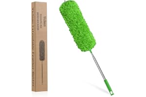 Vicloon Dammvippa teleskop tvättbar, dammmopp mikrofiber rostfritt stål teleskopstång och böjbar hörnkvast, dammvippa lång ut