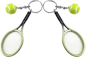 PXRLMYF 2 Pièces Porte-clés de Tennis Créatif Porte-clés Balle de Tennis Sport Keyring Tennis Ball pour Amateurs de Tennis, Vert, 13x11x2cm