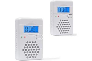 YEZALA 2 PACK Carbon Monoxide Detectors, Replaceable Battery Operated CO Alarm with LCD Digital Display and Sound Alarm, EN 50291 CO Alarms Monitor for Home Safety, AAA Battery NOT Included