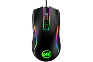memzuoix Gaming Maus mit Kabel und LED-Lichtern – 12.800 DPI einstellbar, 6 Tasten, 12 RGB-Modi, Ergonomisches Rutschfestes Scrollrad – Kompatibel mit Windows/Mac