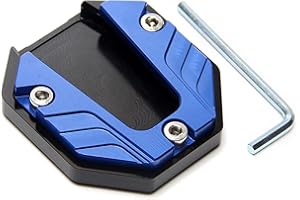 Gereiny Aluminum Alloy Motorcycle Bike Kickstand Extender Foot Side Stand Extension Foot Pad Support Plate Motorbike Accessories Blue