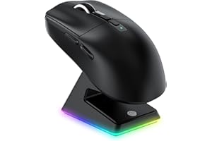 VGN GAMEPOWER X6 SUPERLIGHT Mouse Gaming Wireless con Station di Carica, 49g Ultraleggero eSport Mouse da Gioco G502, 26000DPI, Sensore PixArt PAW3395, 2.4G/Bluetooth/Cablato, Batteria 200Hrs, Nero