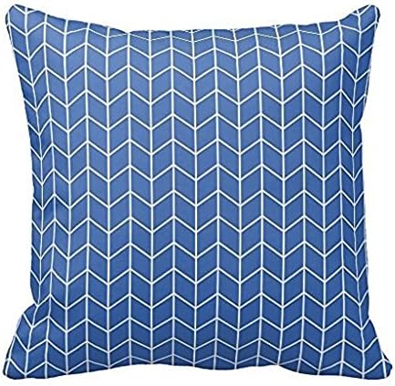 WENSING Chevron And Lines With Blue Background Pillow Case 18x18Inch