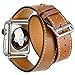 Produktbild Apple Watch Leather Armband 42mm,Sanday Doppel Premium Echtes Leder Vintage Band Strap Edelstahlschließe für Apple Watch 42mm Series 3 /2 /1 Braun