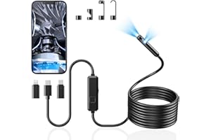 Acoath Endoskopkamera mit Licht, 1920 HD Rohrkamera mit 8 LEDs, IP67 Wasserdichtes Inspektionskamer Handy Gadget, 5M Kanalkamera Werkzeuge für Android & iOS - 2 Lenses