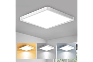 slochi 15W 1500LM Bathroom Lights Ceiling, LED Ceiling Light 3000/4000K/6500K, IP44 Flush Ceiling Light Waterproof, Ultra Thin Square Ceiling Lamp for Bedroom Kitchen Living Room