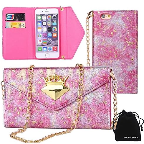 iPhone 6s Plus Wallet Case, Flip Type Cover by DRUnKQUEEn TM - with Credit Card Slots &amp; Strap Chain for iPhone 6Plus / iPhone 6sPlus (5.5 Inch)