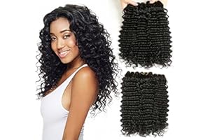 MUABY Deep Wave Bundles Human Hair Tessitura Capelli Veri Ricci Naturali Matassa Capelli Veri Tessitura Capelli Naturali Umani Donna Capelli Umani Brasiliani Totale 300g 12 14 16 Pollici
