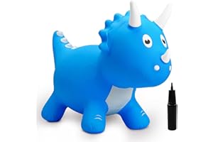 U&C Planet Dinosuar Animal Hopper pour Les Tout-Petits Jouet de Saut pour Enfants Jouet de Saut de Cheval Gonflable Cadeau d'anniversaire de Noël pour Les Enfants de 2, 3, 4 et 5 Ans (Bleu Foncé)