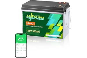 Mjbsan 12 V 300 Ah LiFePO4-batteri med inbyggd Bluetooth 200A BMS, 3 840 Wh djupcykelbatteri, litiumbatteri, 8 000+ cykler, p