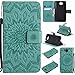 Produktbild Y5 2017 Hülle, Y6 2017 Hülle, Dfly Premium Slim PU Leder Mandala Blume Prägung Muster Flip Hülle Bookstyle Stand Slot Schutzhülle Tasche Wallet Case für Huawei Y5 2017 / Y6 2017, Grün
