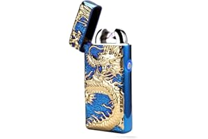 Kivors Electric Lighter, Plasma Lighter USB Rechargeable Double Arc Lighter Windproof Flameless Zinc Alloy Metal Polishing Dragon Lighter