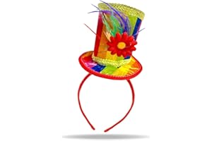 Hatstar Regenbogen Zylinder Haarreif | Clown Rainbow Hut | Kopfschmuck für Halloween, Fasching & Karneval | Kostüm Haarschmuck für Mädchen, Damen & Frauen