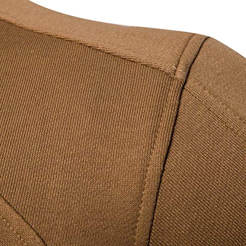 TEBAISE Herren Herbst Winter Casual Langarm Solid Stand Zipper Jacke Top Bluse(Braun,EU-52/CN-S)