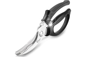 GUSTO COHERENCE Heavy Duty Poultry Shears - Sharp Home Cooking Kitchen Scissor with Safety Lock & Hang Hole, Stainless Steel with Anti-Slip Handle for Cutting Food, Chicken, Bone, Meat, Fish, Vegetable, Herb