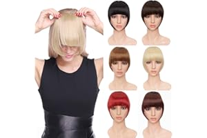 TESS Frangia Finta con 2 Clip Frontali, Marrone medio Frangetta Finta 30g Frangia Clip Capelli Posticci per Donna, Neat Bangs