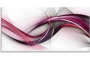 ARTLAND Küchenrückwand Glas mit Motiv Spritzschutz 100x50 cm Design Rückwand Küche Bad Modern Abstrakt Muster Streifen Kunst Rot S8UL