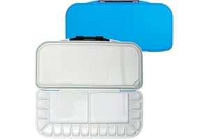 Roellgs Palette de peinture pliable à 18 puits – Boîte de palette portable pour peinture à l'aquarelle, peinture à l'huile/acrylique, mélange de peintures et gouache (couleur bleu ciel)