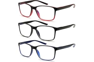 Kerecsen 3 Pack Reading Glasses for Men Blue Light Blocking Spring Hinge Readers for Men Anti Eye Strain/Dryness/Computer Glare/UV