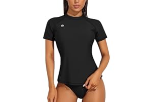 ATTRACO Women‘s Short Sleeve Rash Vests UV Swim Tops Summer Surfing Shirts