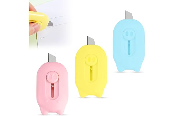 GLUN 3 Piece Letter Opener Cutter Knife, Small Mini Cutter, Stationery Mini Box Cutter for Cardboard Opener & Envelope Packaging