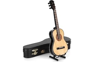 ZERODIS 1:6 Échelle Modèle Guitare Jouet Simulation Minirature Instrument de Musique Décoration de Maison de poupée Accessoire Cadeaux de Noël pour Enfants(17cm Guitar)