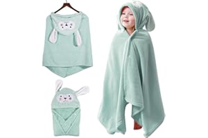 Tyuodna Hooded Towels for Kids,Baby Bath Towel 27.6 x 55.1 in,Soft Warm Toddler Bath Towel,Absorbent Swimming Towels for Girl and Boy 0 to 4 Years (Green)