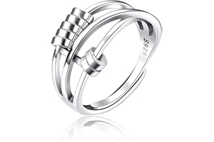 CODKU Anxiety Ring, Fidget Ring Anxiety Rings for Women Spinner Ring, Silver Plated Fidget Rings for Anxiety Stress Reliever Spinner Rings, Adjustable Rings for Women Men, Jewelry Gift for Women Girls