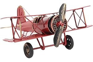 FIYO Modello di Aeroplano Vintage, Aeroplano Giocattolo Aereo Biplano in Metallo Modelli di aeroplani Modelli di aeroplani Retro aeroplani Decorazione del Desktop per i più Piccoli Che volano(Rosso)