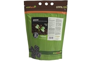 CULTIVERS Biochar Carbón Vegetal 5 L (1kg) Mejorador de suelo ecológico para huerto, césped, compost y plantas, Biocarbón acondicionador potencia fertilidad retiene agua y nutrientes y secuestra CO₂